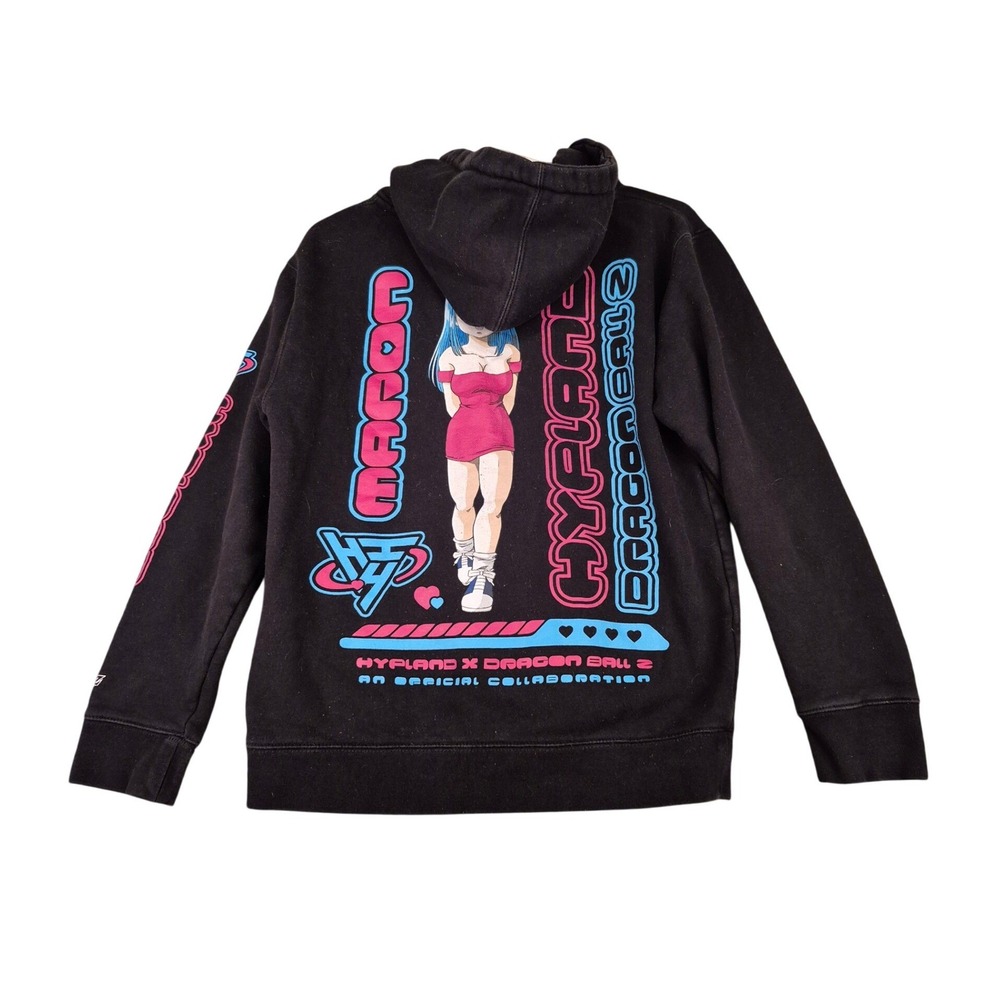 Hypland Dragon Ball Z Mens Black Zip Up Hoodie Sweatshirt Small Anime Collab‎